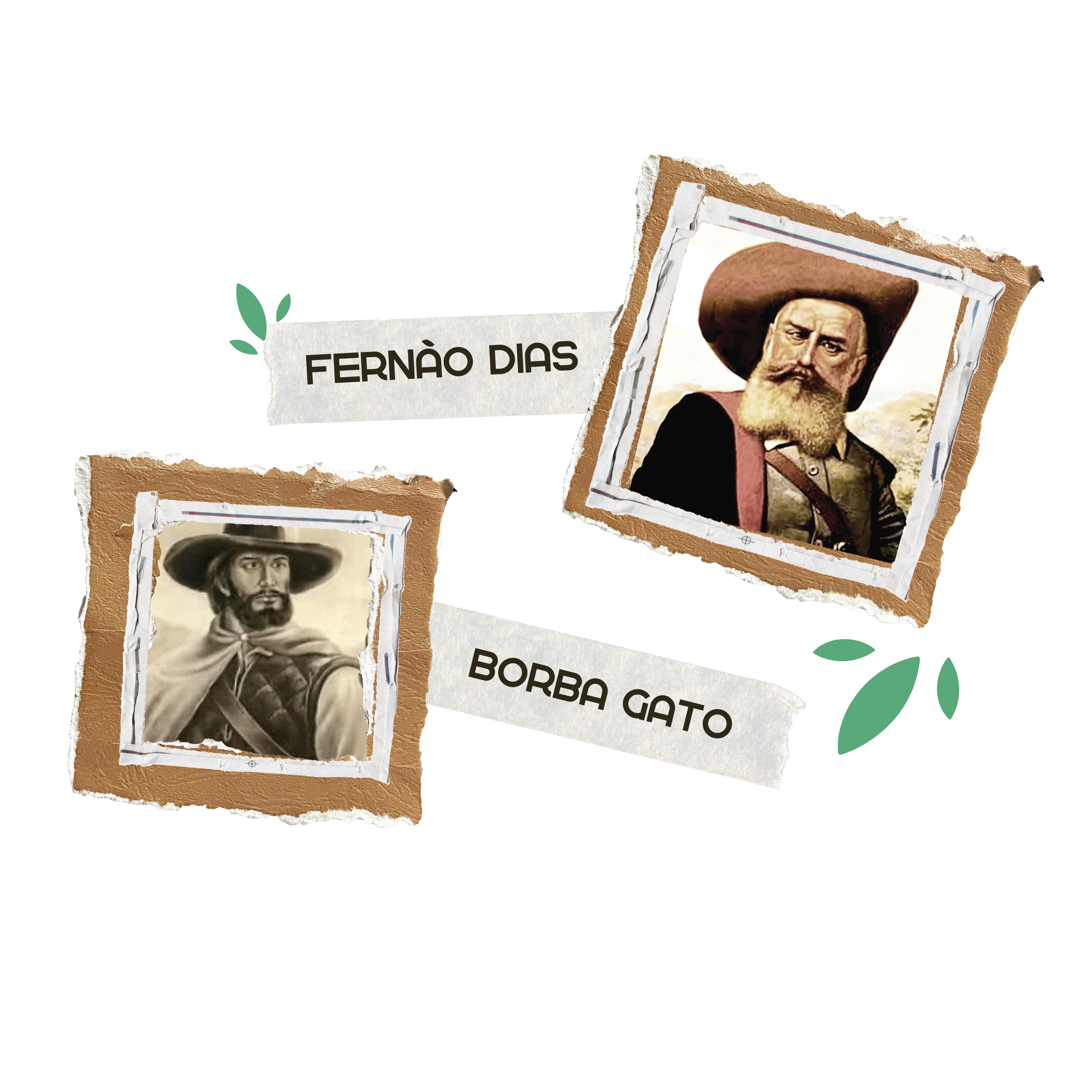 Montagem grafica com imagens de Borba Gato e Fernão Dias